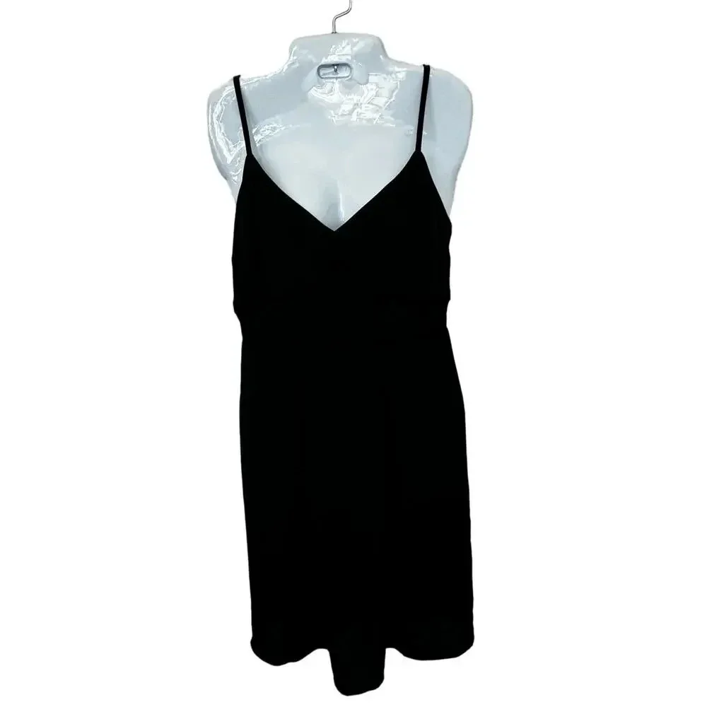 New All Worthy by Hunter McGrady Chiffon Black Dress Lace Inset‎ Women's Size O